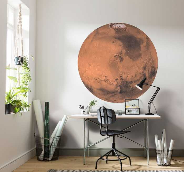 Selbstklebende runde Fototapete auf Vlies Mars
