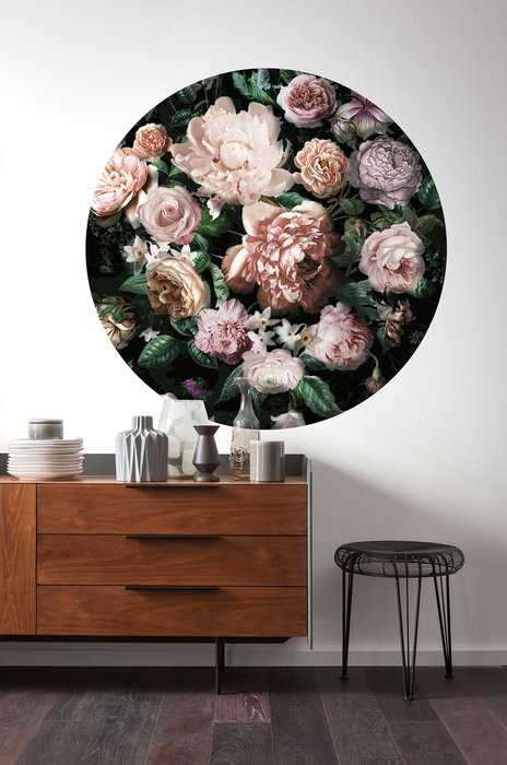 Selbstklebende runde Fototapete auf Vlies Flower Couture