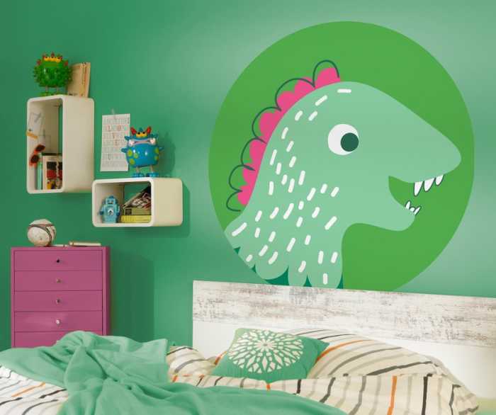 Selbstklebende runde Fototapete auf Vlies Little Dino Tyranno