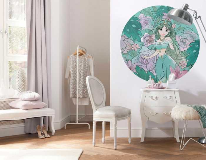 Selbstklebende runde Fototapete auf Vlies Jasmin Elegant Mint