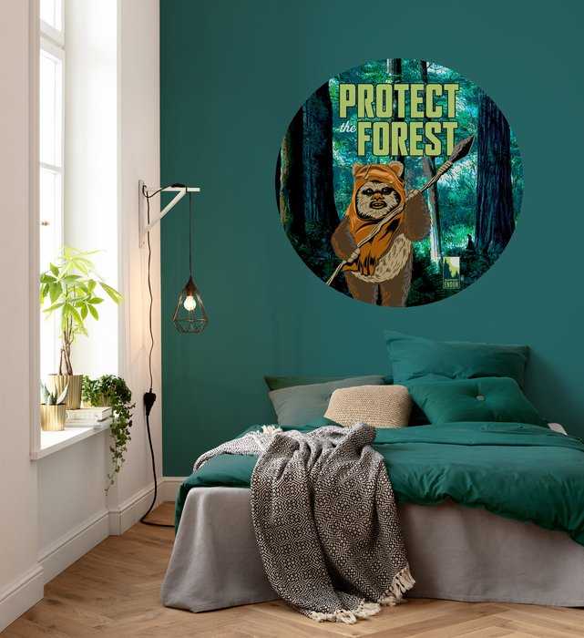 Selbstklebende runde Fototapete auf Vlies Star Wars Protect the Forest