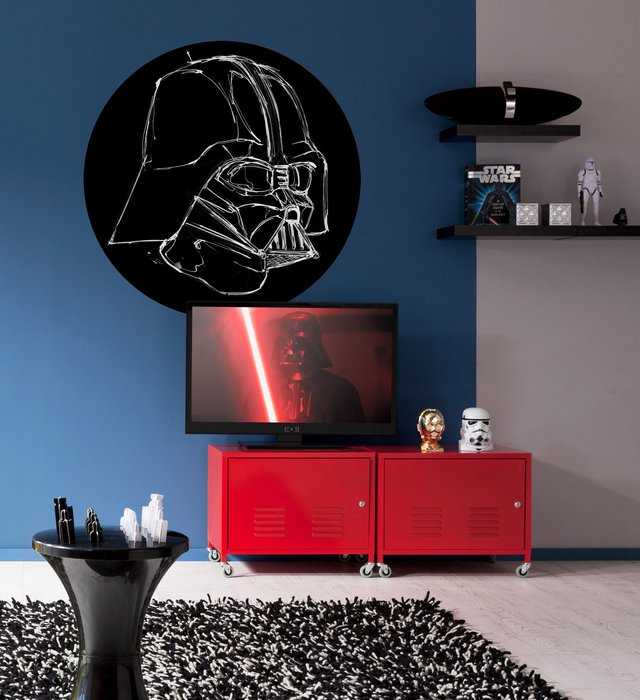 Selbstklebende runde Fototapete auf Vlies Star Wars Ink Vader
