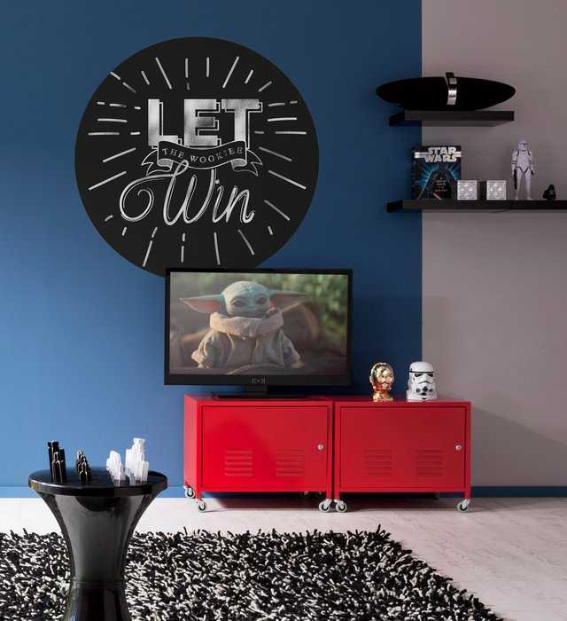 Selbstklebende runde Fototapete auf Vlies Star Wars Wookie Win
