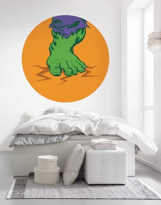 Selbstklebende runde Fototapete auf Vlies Avengers Hulk's Foot Pop Art