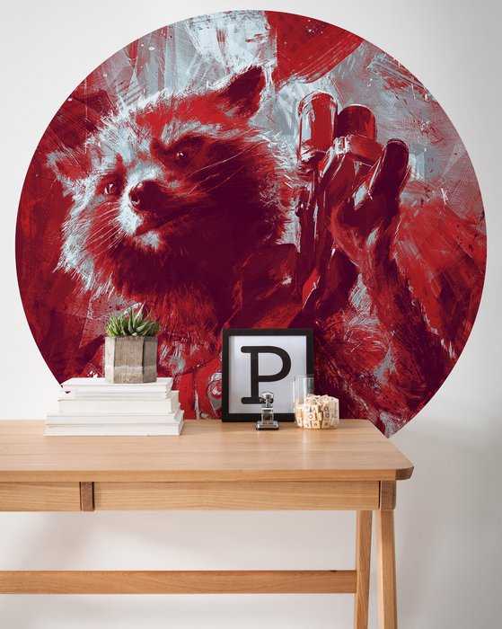 Selbstklebende runde Fototapete auf Vlies Avengers Painting Rocket Raccoon