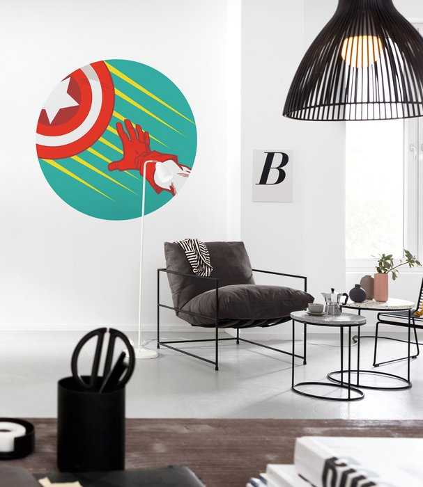 Selbstklebende runde Fototapete auf Vlies Avengers Captain's Shield Pop Art