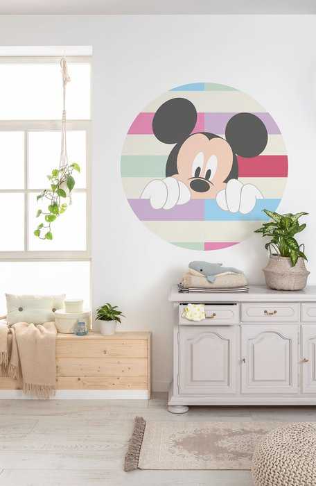 Selbstklebende runde Fototapete auf Vlies DOT Mickey Peek-a-boo