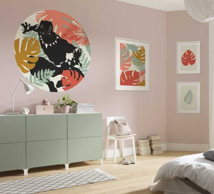 Selbstklebende runde Fototapete auf Vlies Winter Tropics Black Panther