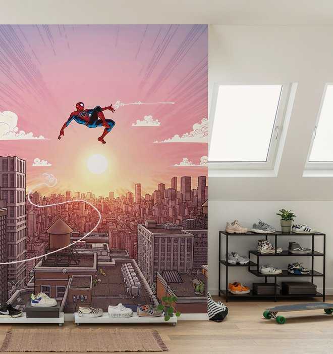 Standard Vlies Marvel Spider-Man Swinging Through the Air