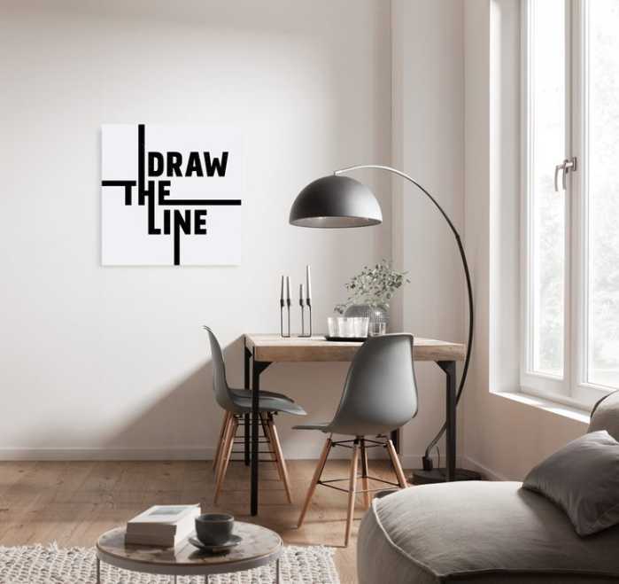 Vlies Bild auf Keilrahmen/ Echtholzrahmen Typo Draw the Line