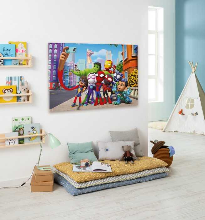 Vlies Bild auf Keilrahmen/ Echtholzrahmen Spidey and His Amazing Friends Selfie