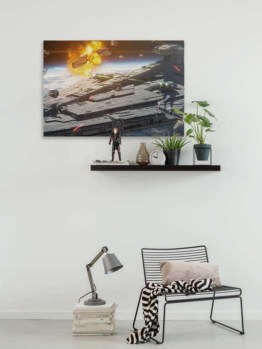 Vlies Bild auf Keilrahmen/ Echtholzrahmen Star Wars The Mandalorian Space Fight