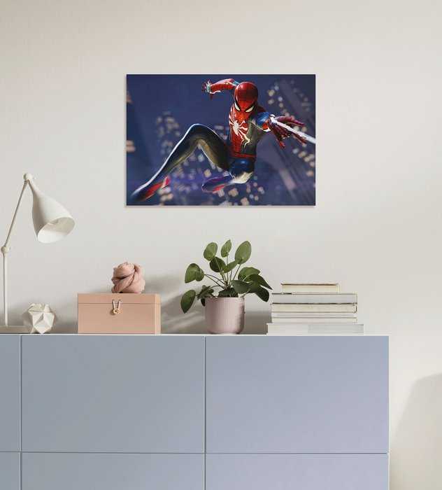 Vlies Bild auf Keilrahmen/ Echtholzrahmen Marvel Spider-Man Web Shoot