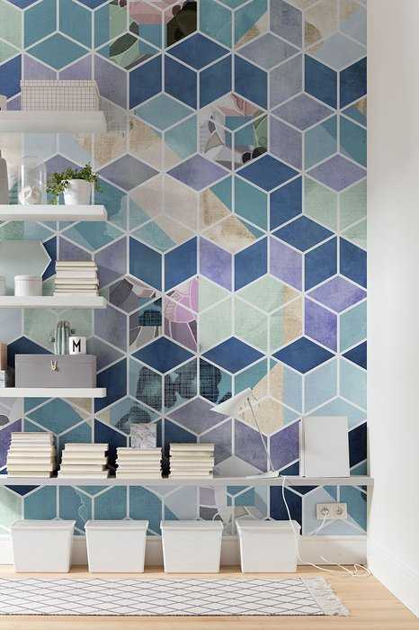 Premium Vlies Geometric Blue