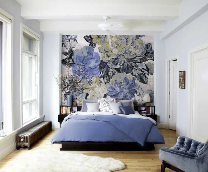 Premium Vlies Vintage blue Garden