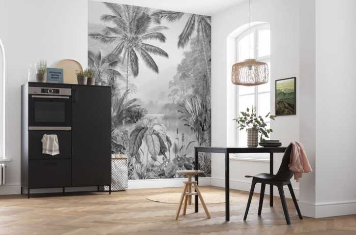 Premium Vlies Lac Tropical Black & White