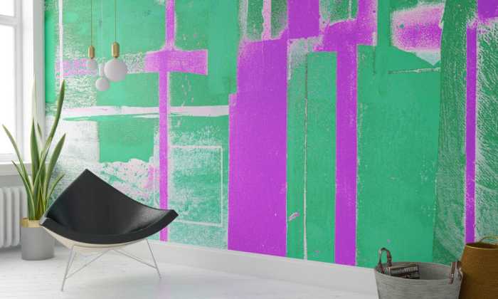 Premium Vlies Cuboids Linedup green-violett