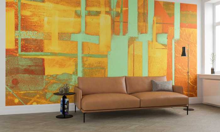 Premium Vlies Cuboids Linedup orange-mint