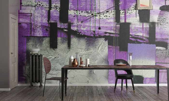 Premium Vlies Squares Dropping grau-violett