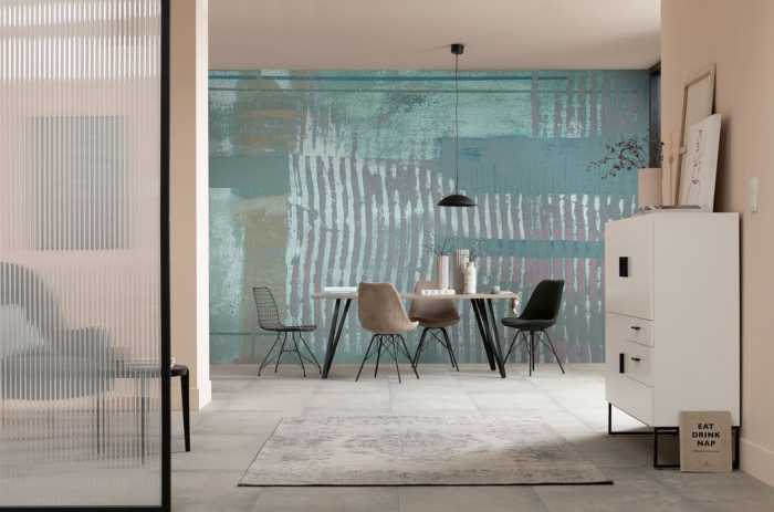 Premium Vlies Lines Mellow grey-bleu