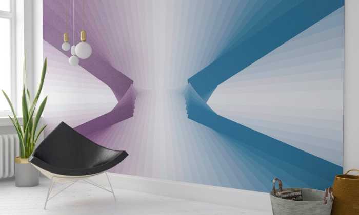 Premium Vlies Auroville Horizon aubergine-petrol