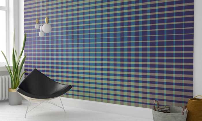 Premium Vlies Chequered blue-beige