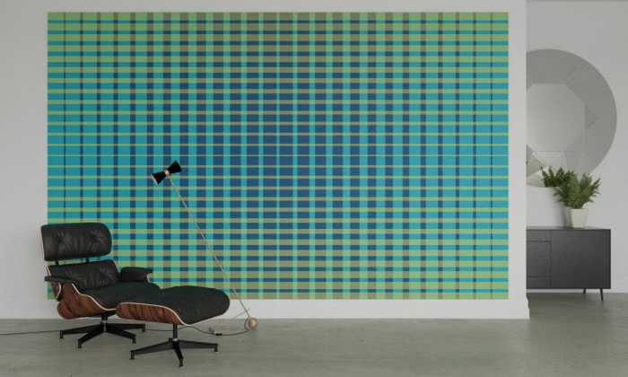 Premium Vlies Chequered blue-turquise