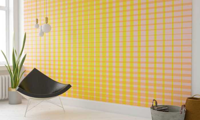 Premium Vlies Chequered yellow-apricot
