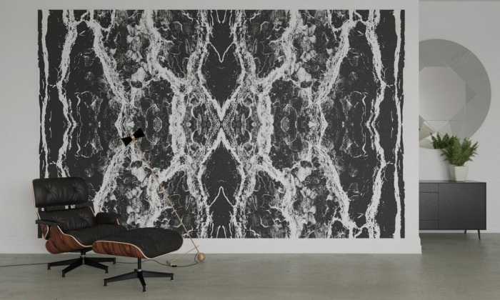 Premium Vlies Oak Bark black-white