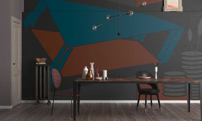 Premium Vlies Perspective Table bleu-grey-mocca