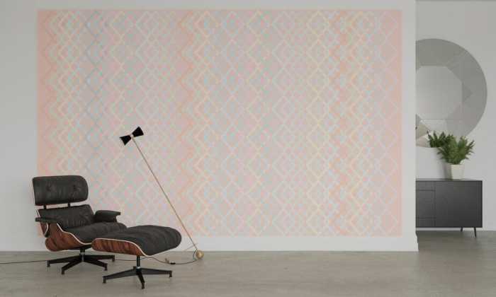Premium Vlies Structure Rhombus apricot-pastell