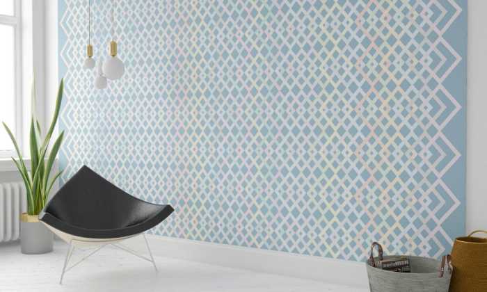 Premium Vlies Structure Rhombus bleu-pastell