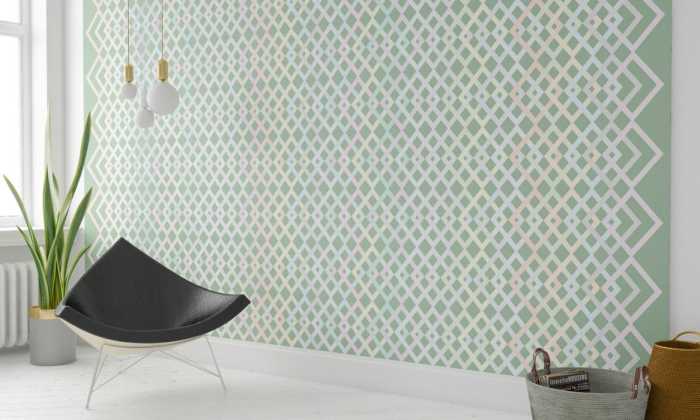 Premium Vlies Structure Rhombus greygreen-pastell