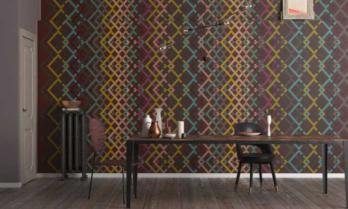 Premium Vlies Structure Rhombus mocca-brown