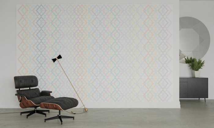 Premium Vlies Structure Rhombus white-pastell