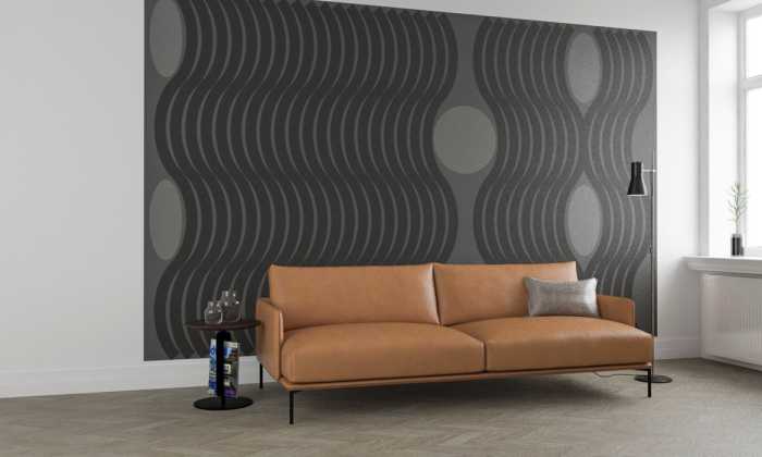 Premium Vlies Wave grey-blackgrey