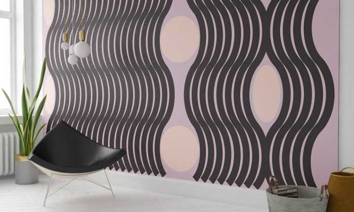 Premium Vlies Wave rose-black-apricot